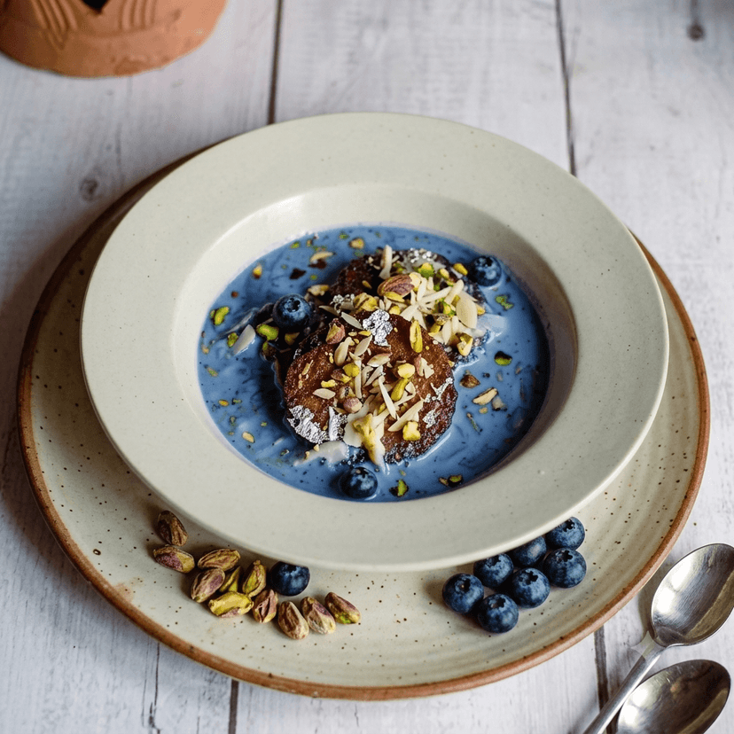 Blueberry Shahi Tukda with Cardamom Syrup